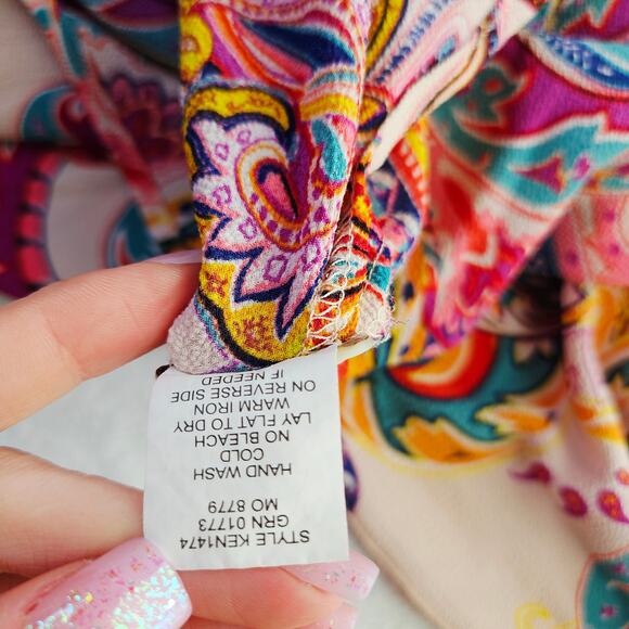 Fig & Flower Anthropologie Boho Paisley Tunic Dress Medium Colorful Spring Artsy - Picture 14 of 16